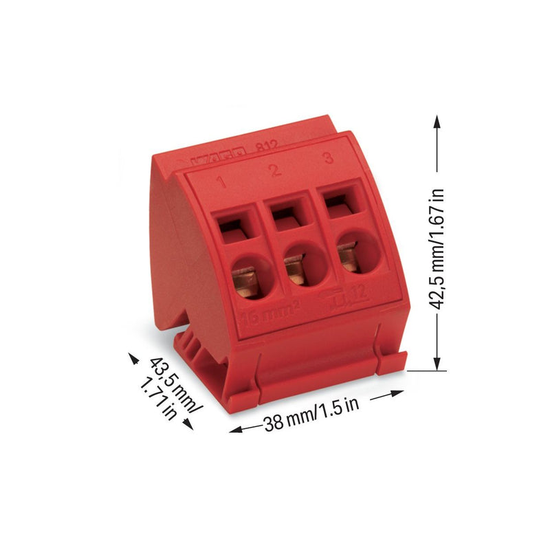 WAGO - Sammelschienenklemme Sammelschienenblock 812-113 16qmm rot − 12 Stück