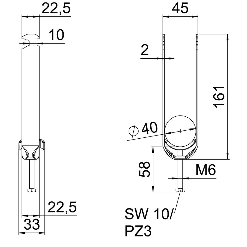 OBO Bettermann - Bügelschelle BS-H3-M-40 FT 3-fach − 50 Stück