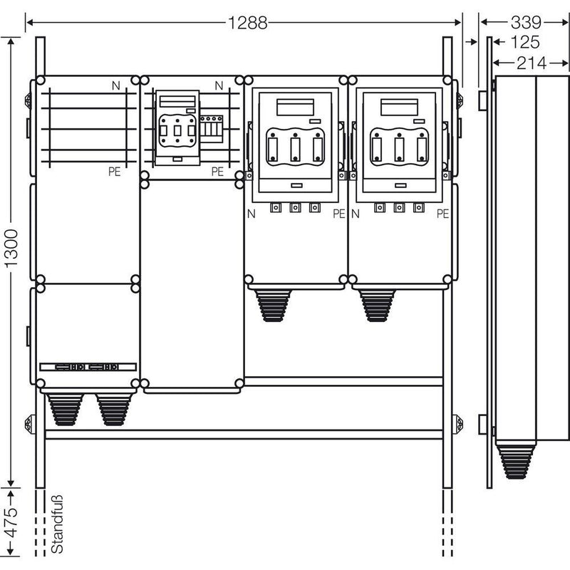Hensel - Verteilerschrank für Energieversorgung Ladeverteiler Mi EV 140kW 2001 f.2 Abgänge a 140kW