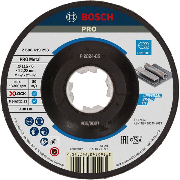 Bosch - Trenn-/Schleifscheibe PRO Metal X-Lock 2608619258 Schleifscheibe 115 x