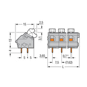 WAGO - Leiterplattenklemme 256-507/334-000 Drücker,2,5 mm²,grau − 20 Stück