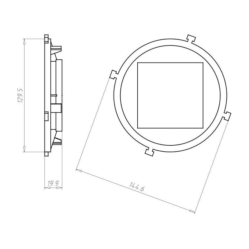 Kaiser - Zubehör/Ersatzteile für Leuchteneinbaugehäuse Frontteil HaloX 100 1281-69 DA 75x75 Sichtbeton − 8 Stück
