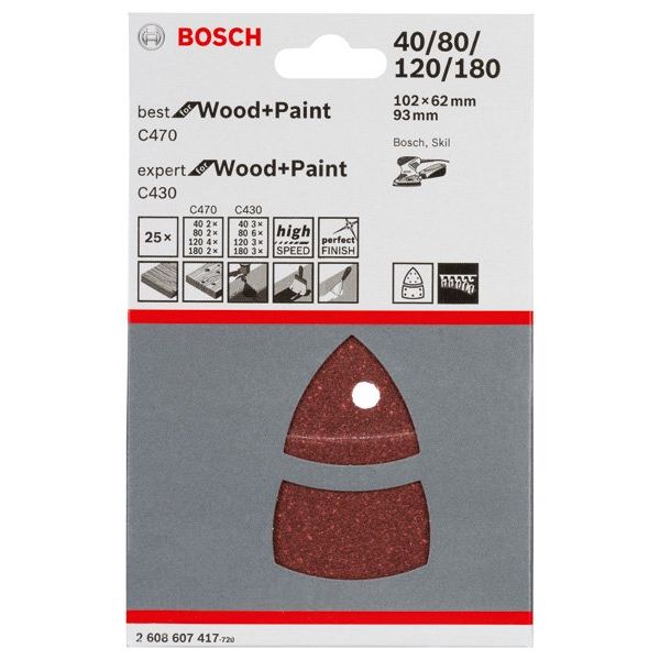 Bosch - Schleifpapierset Schleifblatt-Set C470 und 2608607417 C430 102 x 62 93 mm