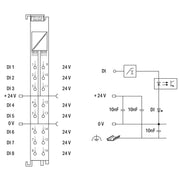 WAGO - Feldbus, Dez. Peripherie - Digitales Ein-/Ausgangs-Modul 8-Kanal-Digitaleingang 750-1416/040-000 DC 24 V,0,2 ms