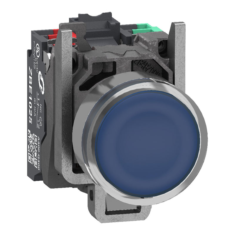 Schneider Electric - Drucktaster, Komplettgerät Leuchtdruckt. Bl 1S 1Ö XB4BW36B55 24V 22Mm Push In
