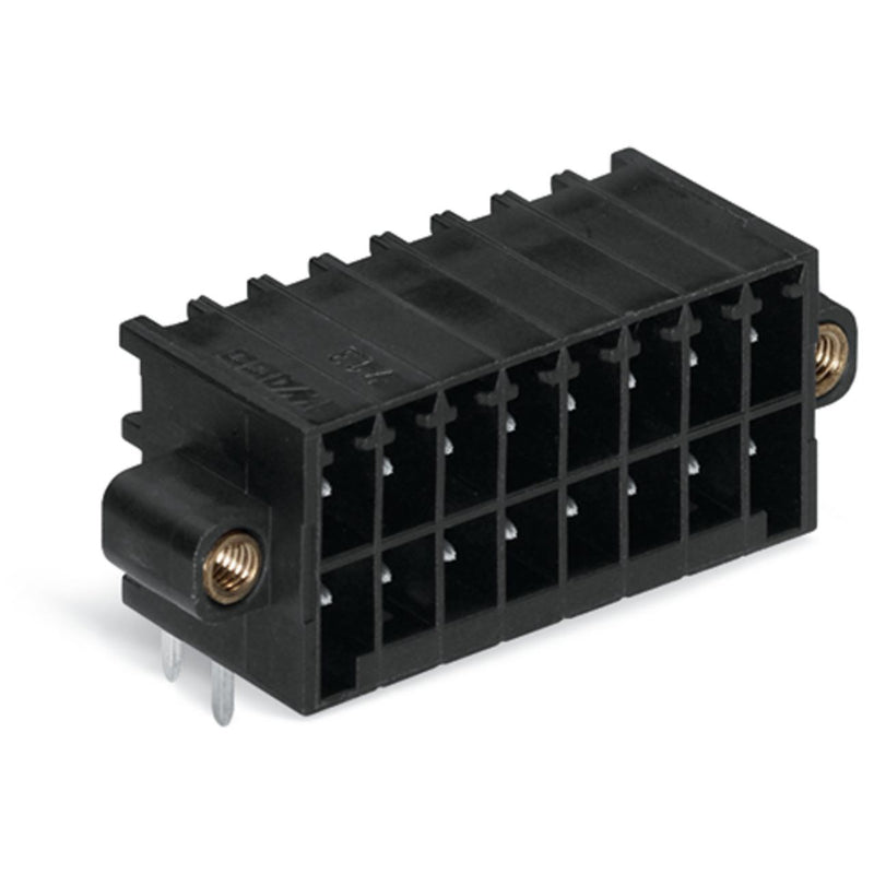 WAGO GmbH & Co. KG - Leiterplattensteckverbinder THR-Stiftleiste 2-reihig 713-14#4055143778886 0,8x0,8,abgew.,sw − 120 Stück