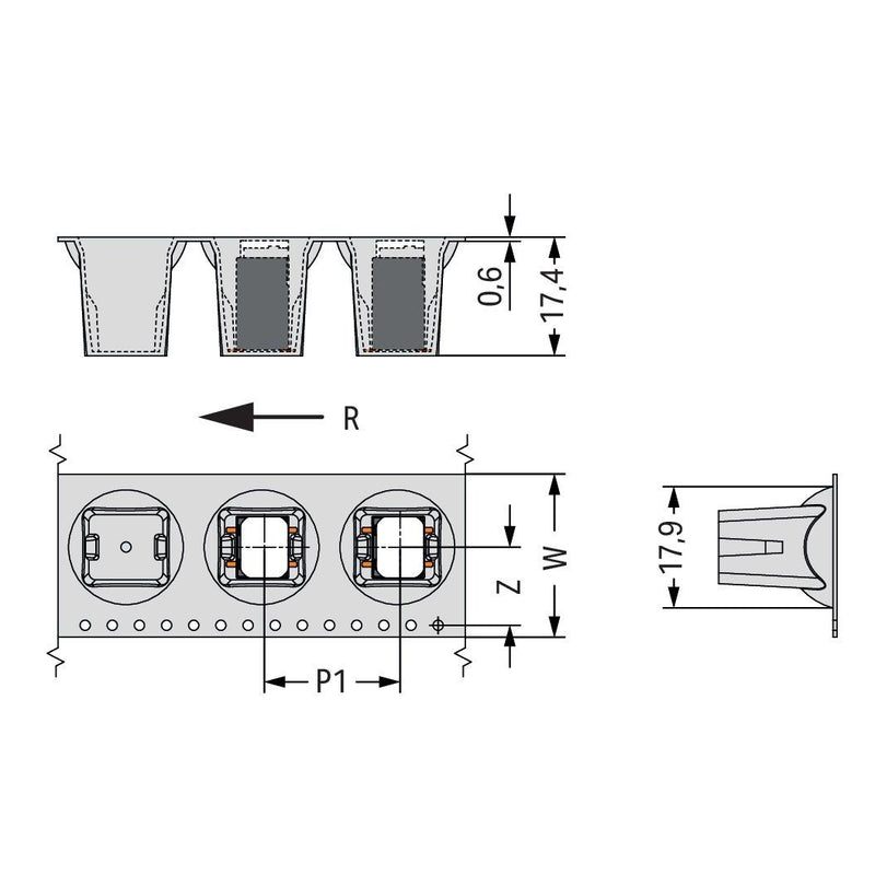 WAGO GmbH & Co. KG - Leiterplattenklemme SMD-Leiterplattenklemme 20863105700650900000 Drücker,1,5mm²,ws − 1080 Stück