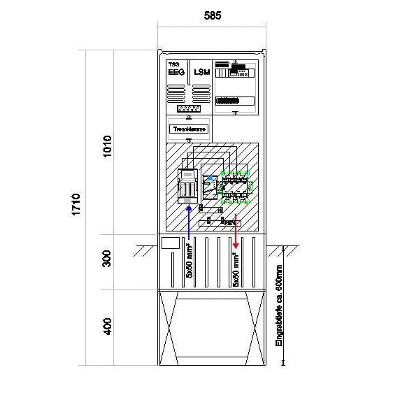 GSAB Elektrotechnik - Anschlussschrank Anschlußsäule bis 55kW 58S1700-AR01-55kW 1710x580x280mm