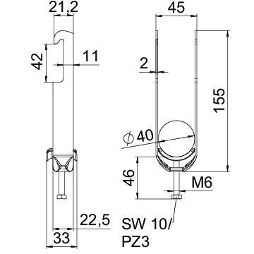 OBO Bettermann - Bügelschelle BS-W2-M-40 FT 2-fach − 25 Stück