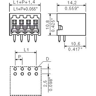 Weidmüller - Leiterplattensteckverbinder LP Verbinder B2L/S2L S2L-SMT3.5/8/90G SN − 120 Stück