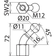 DEHN - Festpunkt für EuK-Vorrichtung Kugelfestpunkt KFP 20 W45 M12 D20mm 45Gr. abgew