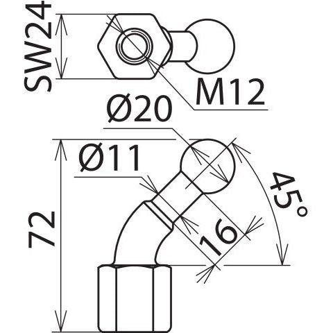 DEHN - Festpunkt für EuK-Vorrichtung Kugelfestpunkt KFP 20 W45 M12 D20mm 45Gr. abgew