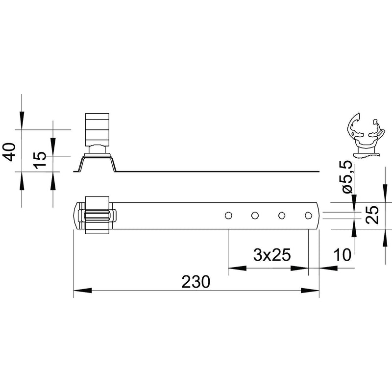 OBO Bettermann - Dachleitungshalter für Blitzschutz Dachleitungshalter 157 FK-VA 230 230mm V2A − 20 Stück