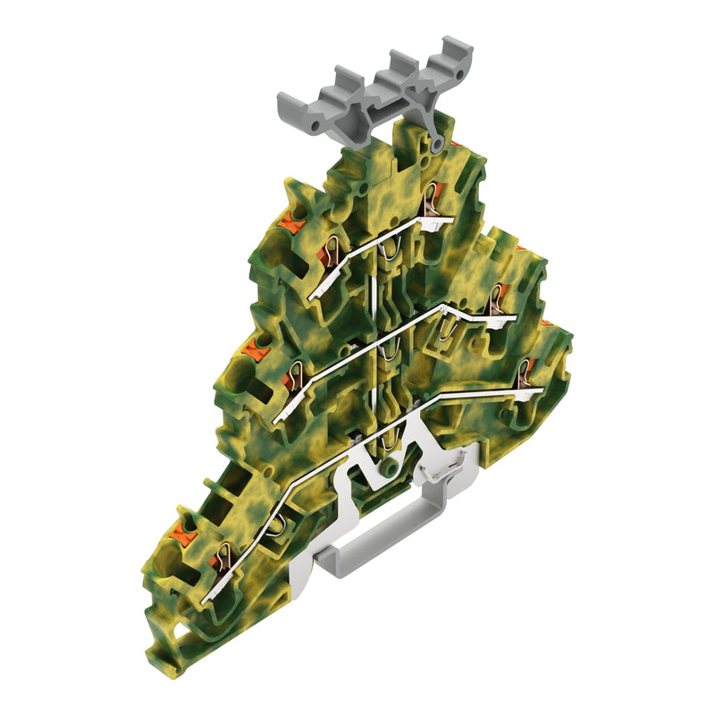 WAGO - Schutzleiter-Reihenklemme Dreistockklemme 2202-3237 2,5 qmm, grün-gelb − 50 Stück
