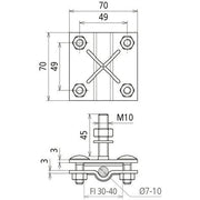 DEHN - Anschlussklemme für Blitzschutz Anschlussklemme St/tZn AK710FL40GBM #478141 f.Rd 7-10 /Fl 30-40