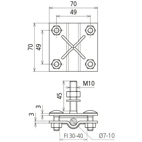 DEHN - Anschlussklemme für Blitzschutz Anschlussklemme St/tZn AK710FL40GBM #478141 f.Rd 7-10 /Fl 30-40