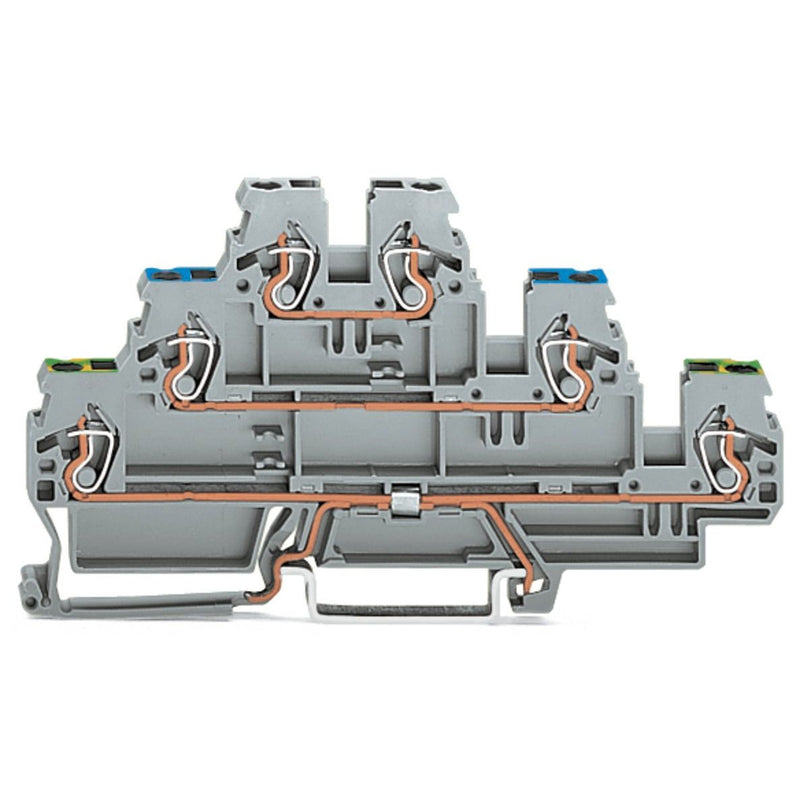 WAGO - Schutzleiter-Reihenklemme Dreistockklemme 870-567 0,08-2,5/4qmm PE/N/L − 50 Stück