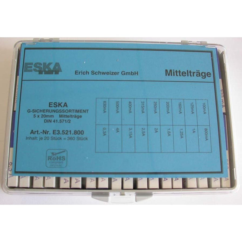 Eska - Feinsicherungssortiment Sortimentskasten E3521800 M 5x20mm 360St