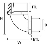 HellermannTyton - Metall-Schutzschlauch-Verschraubung 90 Grd. Verschraubung A90FM-M20-NPB-ML(10) Messing vernickelt − 10 Stück