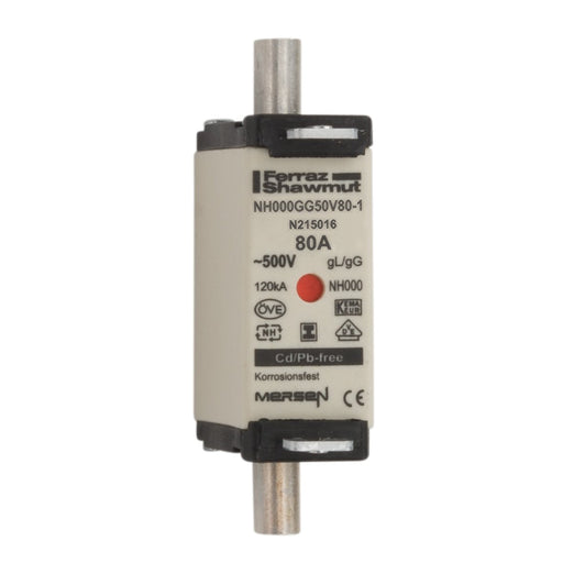 Mersen - Messersicherung NH-Sicherungseinsatz SG NH000GG50V80-1 Gr.000 gG 80A/500VKM