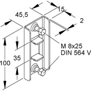 Niedax - Befestigungselement für Stiel/Profilschiene Trägerzwischenklemme TZK 86-96 S (1Paar) − 1 Packung