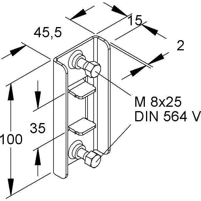 Niedax - Befestigungselement für Stiel/Profilschiene Trägerzwischenklemme TZK 86-96 S (1Paar) − 1 Packung