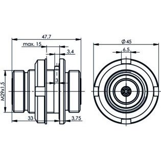 Telegärtner - Koax-Kupplung 7-16 Verbindungsstück 100024557 Bu-Bu 50 Ohm
