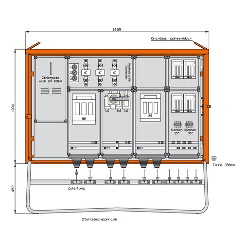 Walther Werke - Baustromverteiler Anschlussschrank WA0046 218kVA,6 NH-Abgängen