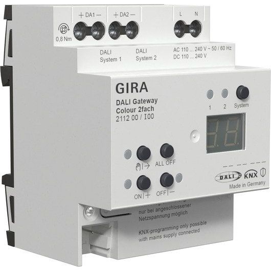 Gira - Steuergerät für Lichtregelsystem DALI Gateway Colour 2f REG 211200 KNX Secure