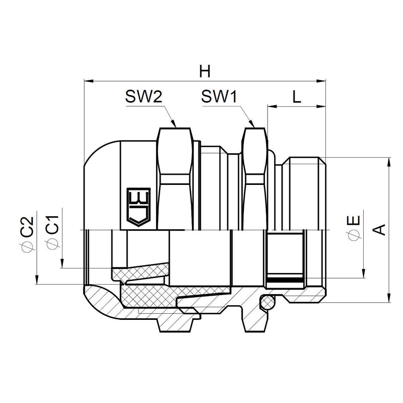Jacob - Kabelverschraubung EMV Kabelverschraubung K161-1012-00 WADI rail M12x1,5 − 100 Stück
