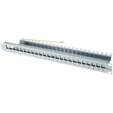 Telegärtner - Patchpanel Kupfer 19Z.-Modulträger 1HE gr AMJ-Mod 24PP/ub gr 24AMJ/UMJ Ports leer
