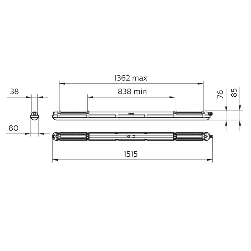 Philips Lighting - Decken-/Wandleuchte LED-Feuchtraumleuchte WT120C G2 #75435599 4000K, DALI