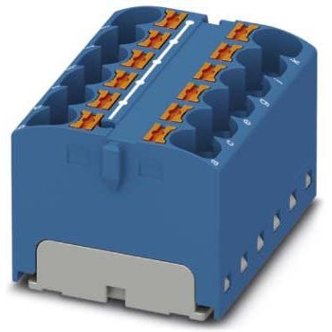 Phoenix Contact - Durchgangs-Reihenklemme Verteilerblock PTFIX 12X4-G BU 32A, 0,2-6qmm, blau − 8 Stück