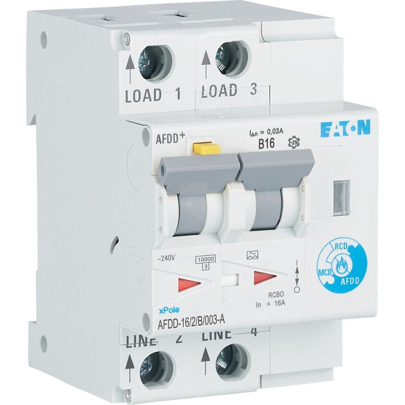 Eaton - Kombination FI-Schalter/Leitungsschutzschalter mit Zusatzeinrichtung Brandschutzschalter AFDD-16/2/B/003-A 2polig, B16A, 30mA