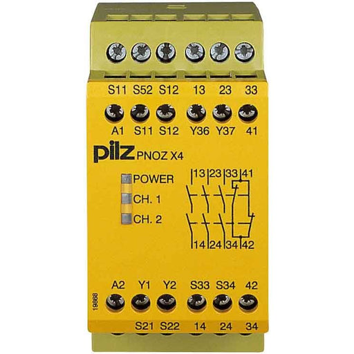 Pilz - Gerät zur Überwachung von sicherheitsgerichteten Stromkreisen Not-Aus-Schaltgerät PNOZ X4 #774735 115VAC 3n/o 1n/c
