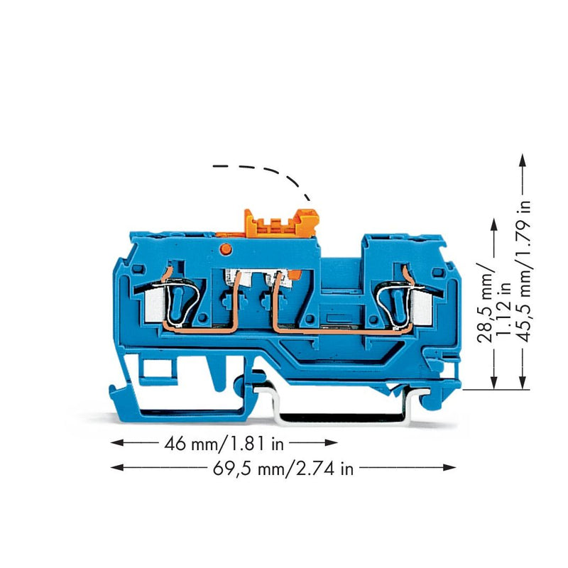 WAGO - Trenn- und Messtrenn-Reihenklemme Trenn u.-Messklemme 280-876 2L.,blau − 100 Stück