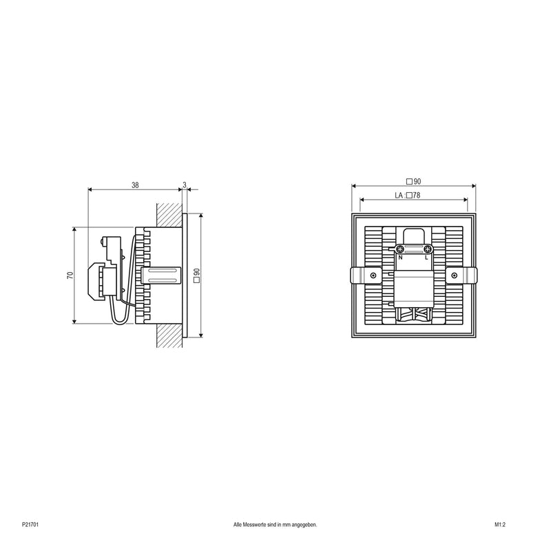 EVN Lichttechnik - Decken-/Wandleuchte LED Wandeinbauleuchte P21 701 2,2W 230V 6000K