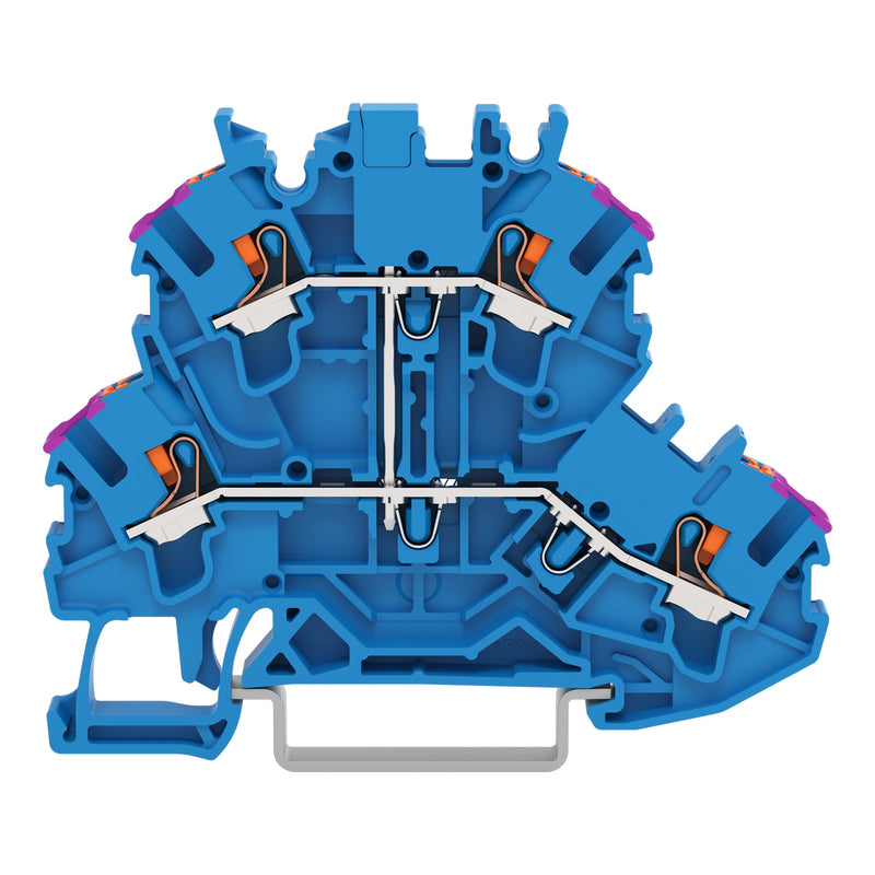 WAGO - Durchgangs-Reihenklemme Doppelstockklemme 2202-2209 Drücker,blau − 50 Stück
