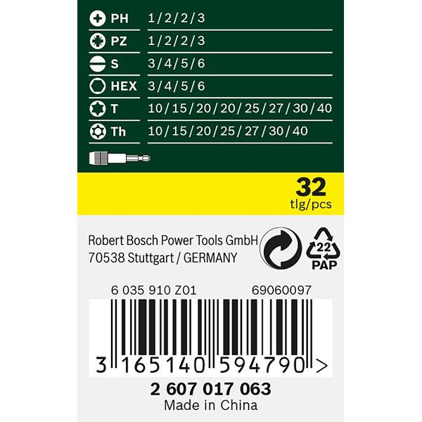 Bosch - Bit-Set Schrauberbit-Set mit 2607017063 Farbcodierung