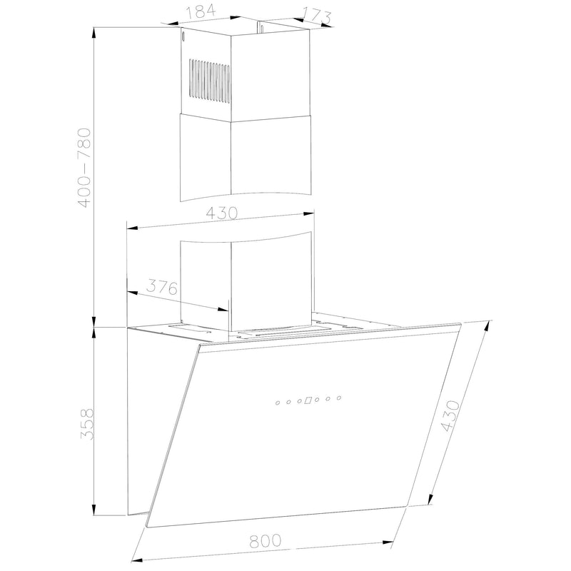 Amica - Dunstabzugshaube Kaminhaube KHF 684 730 S HC HoodConnect Pro,80cm