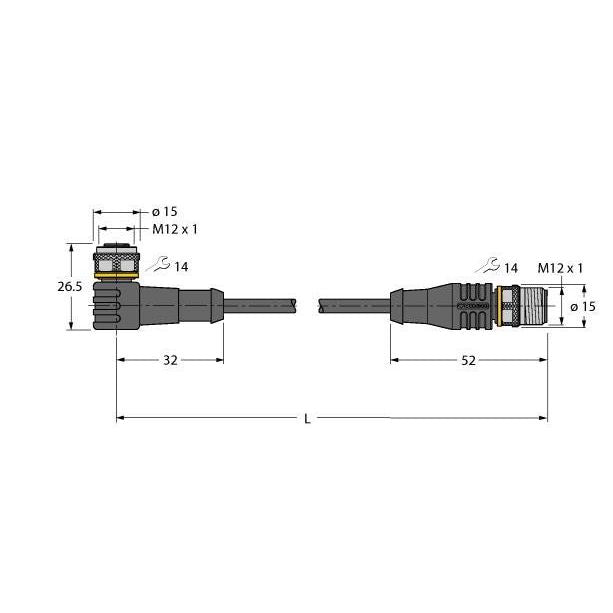Turck - Konfektioniertes Sensor-Aktor-Kabel Aktuator- u. Sensorleitung WKS4TP7X22RSS4T/TEL PVC