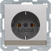 Berker - Steckdose SCHUKO-Steckdose alu/samt 47506084 m.Beschriftungsfeld