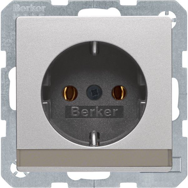 Berker - Steckdose SCHUKO-Steckdose alu/samt 47506084 m.Beschriftungsfeld