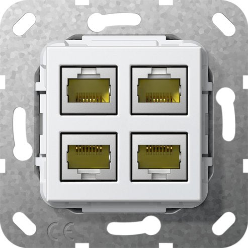 Gira - Einsatz/Abdeckung für Kommunikationstechnik Modular Jack RJ45 Cat6A 569903 rws 4fach LSA Plus