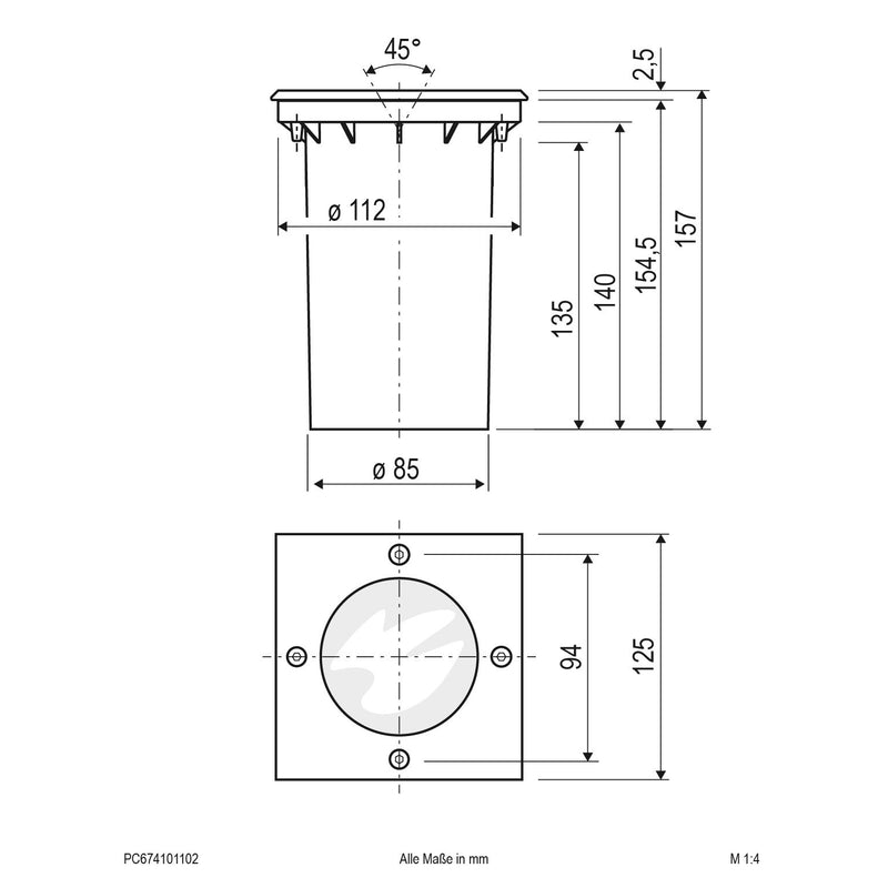 EVN Lichttechnik - Bodeneinbauleuchte LED-Bodeneinbauleuchte PC674101102 eds 3000K 230V IP67