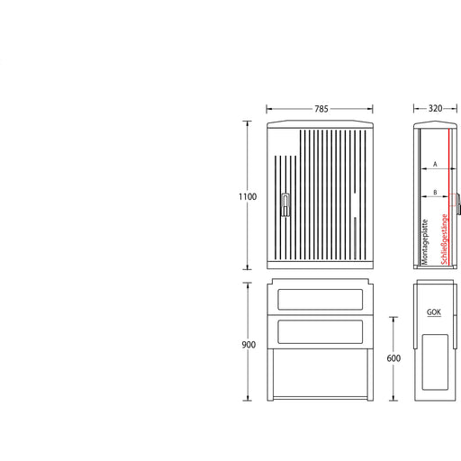 uesa - Gehäuse/Schaltschrank (leer) Normschrank IP44 A100-M-1100 1100x785x320mm