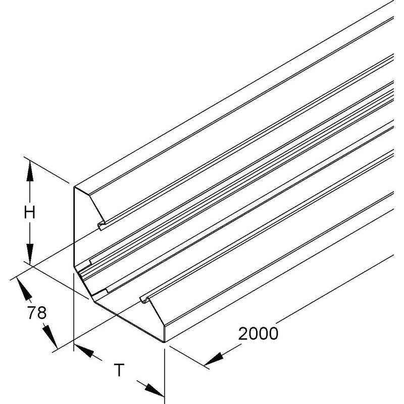 Niedax - Geräteeinbaukanal Pultkanalunterteil PGU 120-78 S − 8 Meter