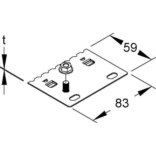 Niedax - Trennwandbefestigung für Kabeltragsystem Trennsteghalteplatte RTPH 50 M6 59x83mm