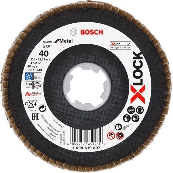Bosch - Trenn-/Schleifscheibe X-LOCK-Fächerschleifscheib 2608619807 (VE10) eX551 Expert for