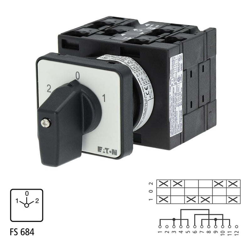 Eaton - Steuerschalter Umschalter T3 32A Einbau T3-3-15098/E rastend 0-Stellung